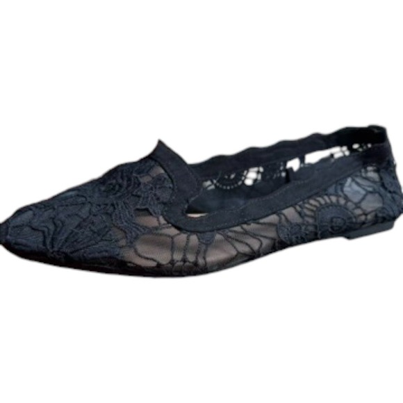 Seychelles Black Lace Mesh Ballet Flats Memory Foam Womens Size 9.5 M - Picture 2 of 8